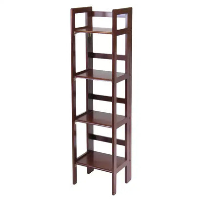 Libreria pieghevole alta 130 cm – 4 ripiani, Legno composito, Ferramenta antiribaltamento, 35,5 cm di larghezza