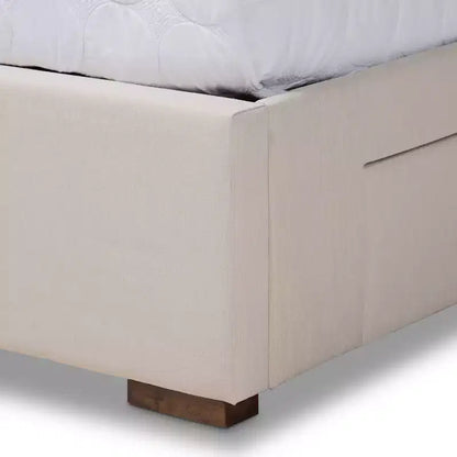 Struttura Letto Matrimoniale con Contenitore – Imbottita, 4 Cassetti, Piedini Noce, Senza Testiera