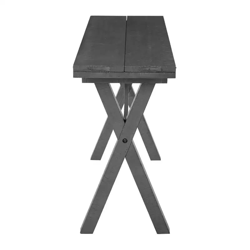Tavolo da pranzo apribile a ribalta in stile rustico – Legno grigio, allunghe pieghevoli, design salvaspazio