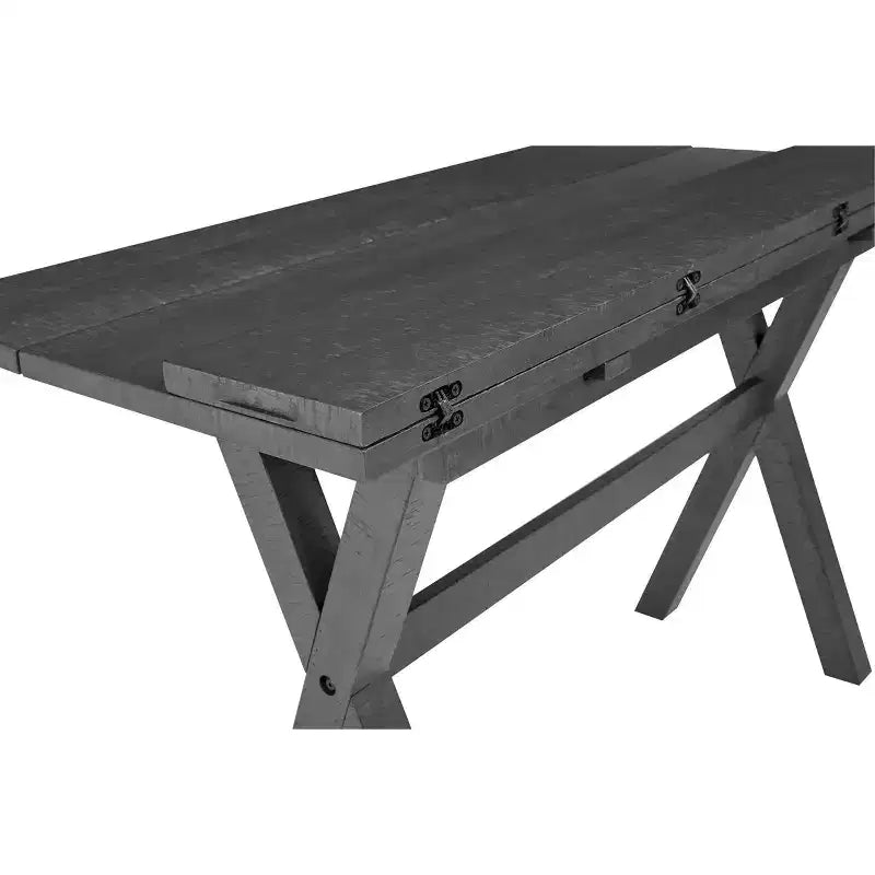 Tavolo da pranzo apribile a ribalta in stile rustico – Legno grigio, allunghe pieghevoli, design salvaspazio