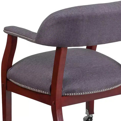 Sedia da conferenza tradizionale con bordo borchiato e rotelle – Vinile, struttura in legno massello, 113 kg