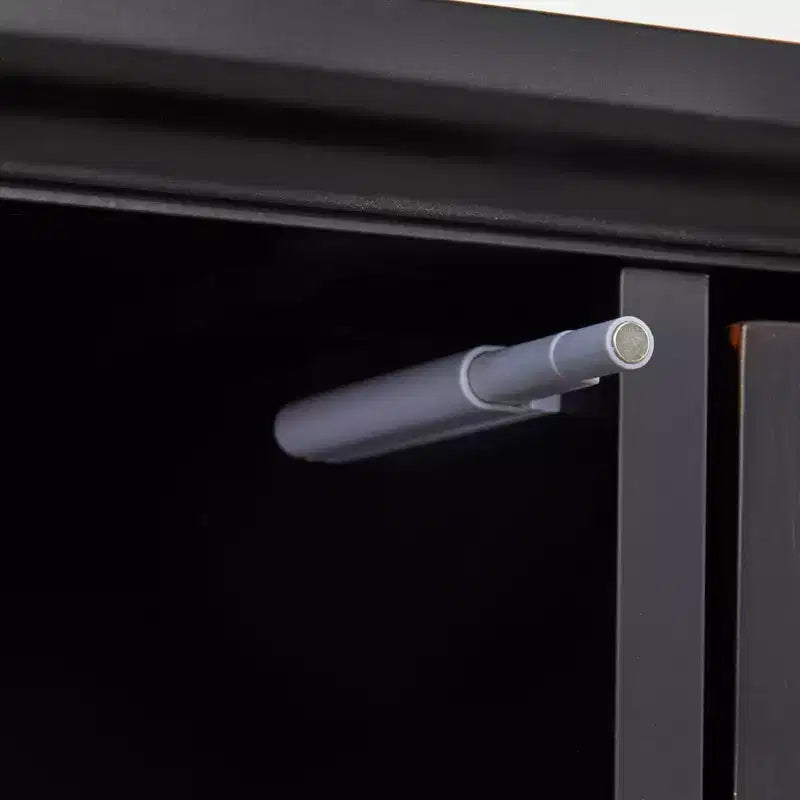 Credenza a buffet con specchio – Finitura nera e a specchio, 3 ante, ripiani regolabili