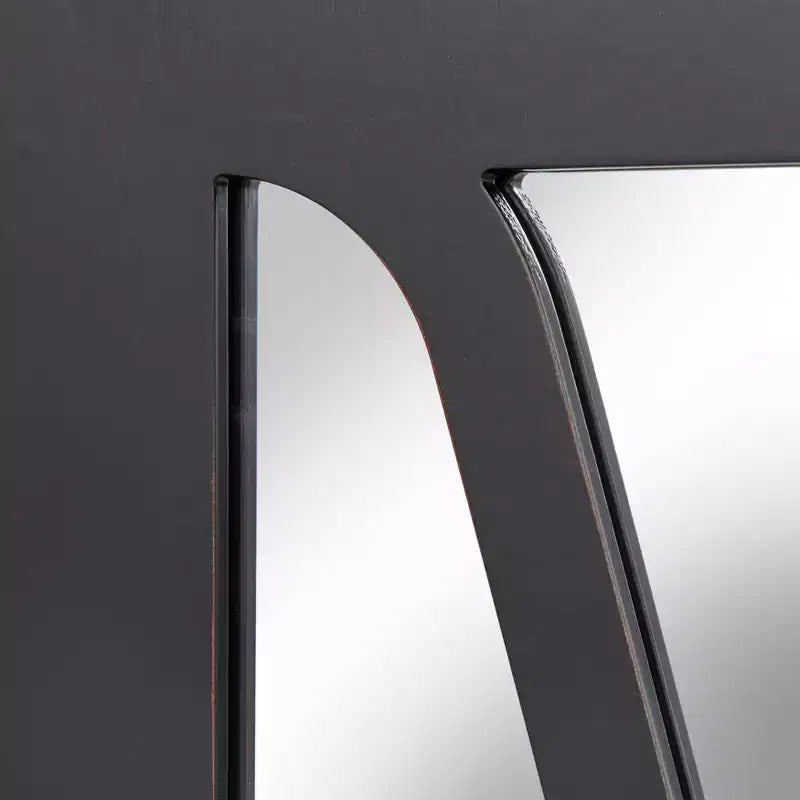 Credenza a buffet con specchio – Finitura nera e a specchio, 3 ante, ripiani regolabili