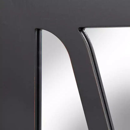 Credenza a buffet con specchio – Finitura nera e a specchio, 3 ante, ripiani regolabili