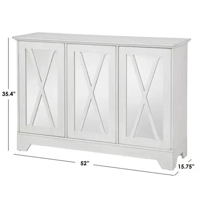 Credenza a buffet con specchio – Finitura nera e a specchio, 3 ante, ripiani regolabili