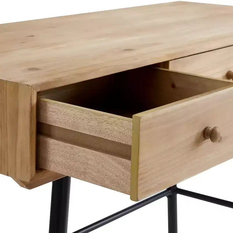Scrivania con 3 Cassetti – Superficie in MDF, Struttura in Ferro, Ferramenta Antiribaltamento, Larghezza 112 cm
