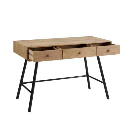 Scrivania con 3 Cassetti – Superficie in MDF, Struttura in Ferro, Ferramenta Antiribaltamento, Larghezza 112 cm