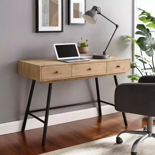Scrivania con 3 Cassetti – Superficie in MDF, Struttura in Ferro, Ferramenta Antiribaltamento, Larghezza 112 cm