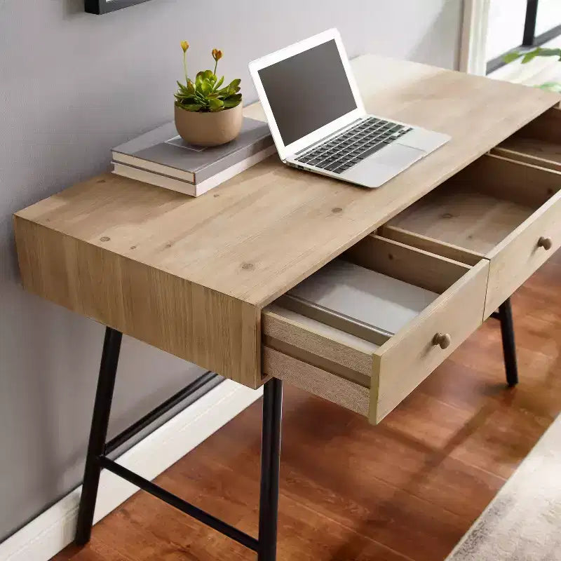 Scrivania con 3 Cassetti – Superficie in MDF, Struttura in Ferro, Ferramenta Antiribaltamento, Larghezza 112 cm