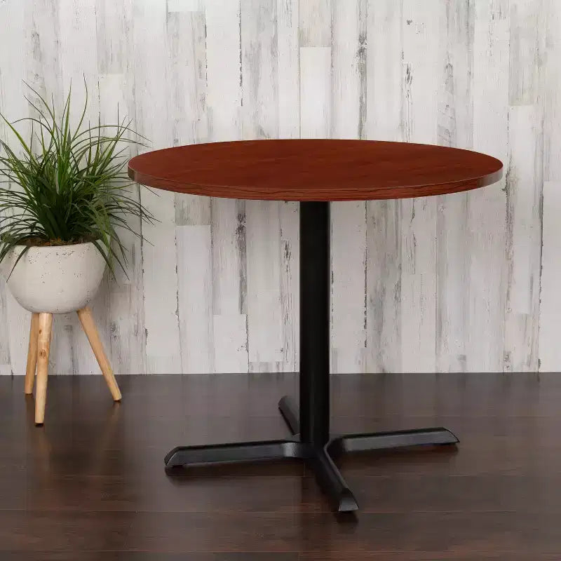 Tavolo da riunione rotondo da 36" – Piano laminato, base a X in metallo, 4 posti, per ufficio