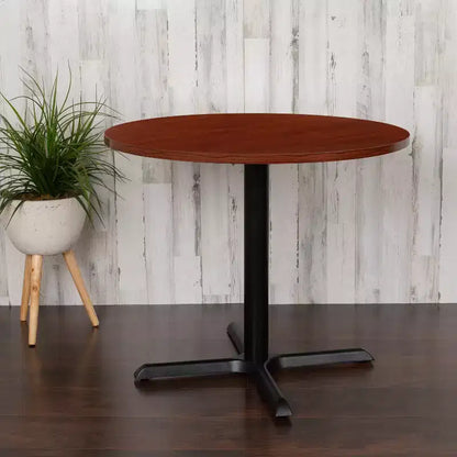Tavolo da riunione rotondo da 36" – Piano laminato, base a X in metallo, 4 posti, per ufficio