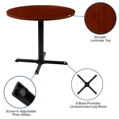 Tavolo da riunione rotondo da 36" – Piano laminato, base a X in metallo, 4 posti, per ufficio
