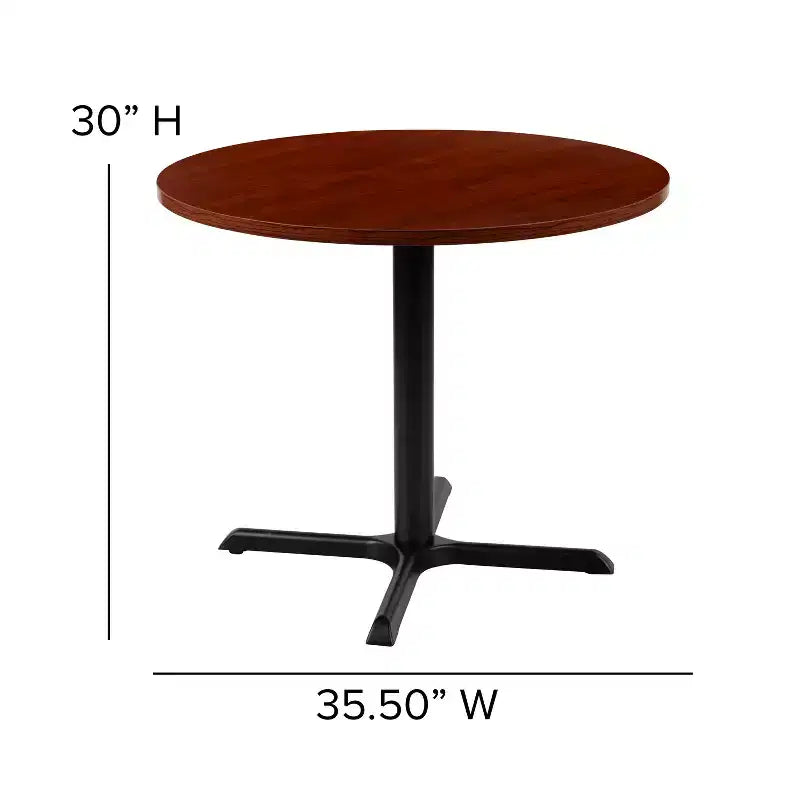 Tavolo da riunione rotondo da 36" – Piano laminato, base a X in metallo, 4 posti, per ufficio