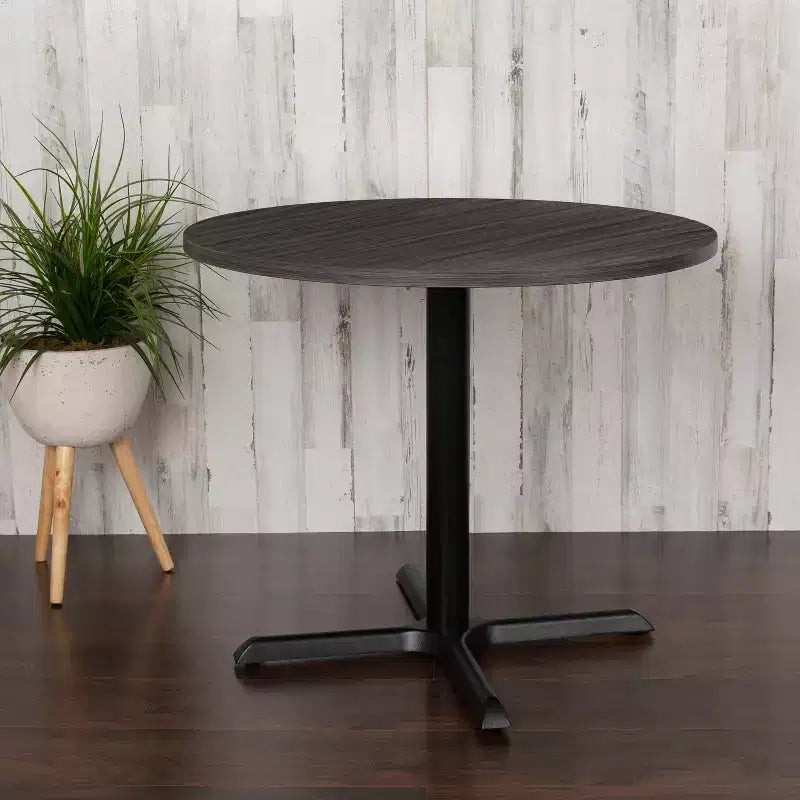 Tavolo da riunione rotondo da 36" – Piano laminato, base a X in metallo, 4 posti, per ufficio