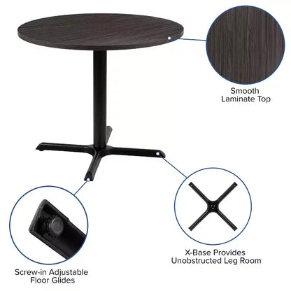 Tavolo da riunione rotondo da 36" – Piano laminato, base a X in metallo, 4 posti, per ufficio