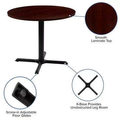 Tavolo da riunione rotondo da 36" – Piano laminato, base a X in metallo, 4 posti, per ufficio