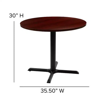 Tavolo da riunione rotondo da 36" – Piano laminato, base a X in metallo, 4 posti, per ufficio