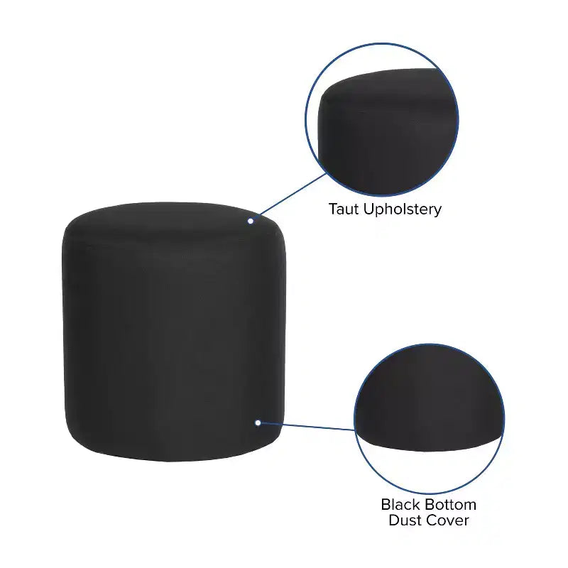 Pouf rotondo imbottito – Poliestere, Imbottitura in schiuma, 136 kg, Nessun assemblaggio