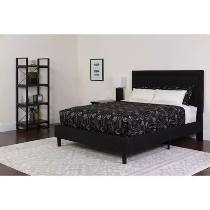 Letto a piattaforma singolo con testiera trapuntata e materasso a molle insacchettate con memory foam da 30 cm