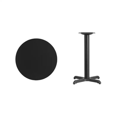 Tavolo da pranzo rotondo laminato da 24" con base a X – Uso commerciale, 136 kg, 2 posti