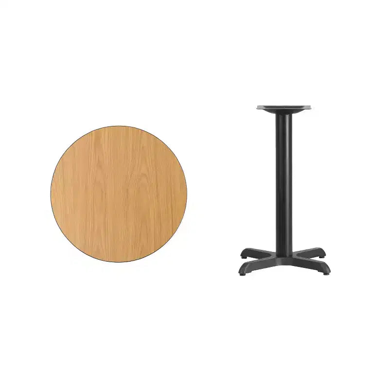 Tavolo da pranzo rotondo laminato da 24" con base a X – Uso commerciale, 136 kg, 2 posti