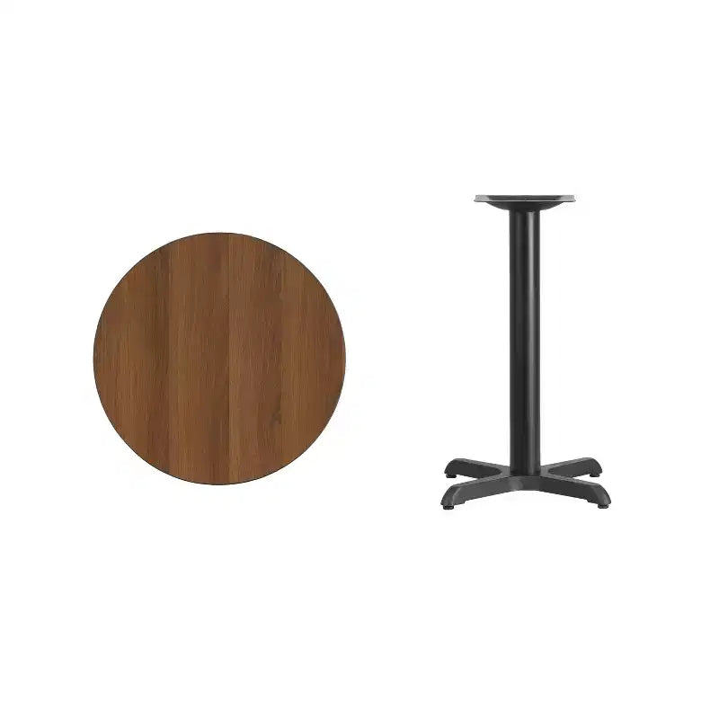 Tavolo da pranzo rotondo laminato da 24" con base a X – Uso commerciale, 136 kg, 2 posti