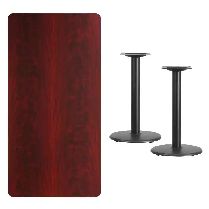 Tavolo da Pranzo Rettangolare in Laminato 30"x60" con Basi Rotonde – Qualità Commerciale, Posti a Sedere per 6