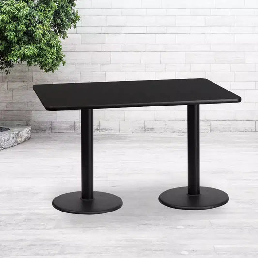 Tavolo da Pranzo Rettangolare in Laminato 30"x60" con Basi Rotonde – Qualità Commerciale, Posti a Sedere per 6