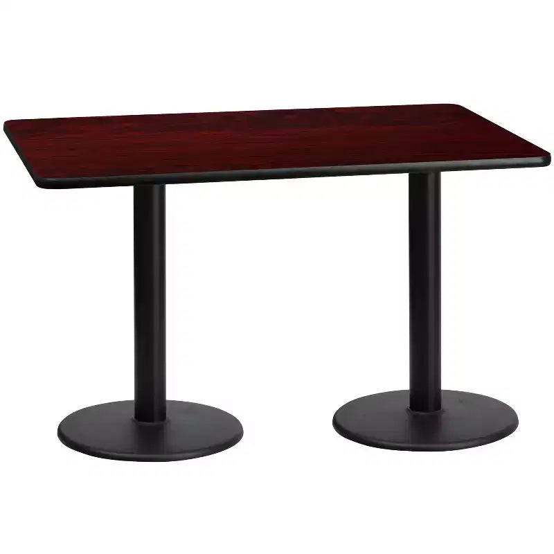 Tavolo da Pranzo Rettangolare in Laminato 30"x60" con Basi Rotonde – Qualità Commerciale, Posti a Sedere per 6