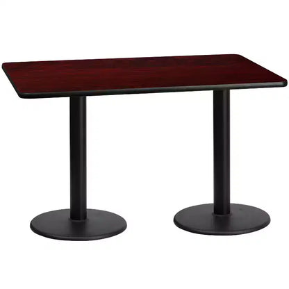 Tavolo da Pranzo Rettangolare in Laminato 30"x60" con Basi Rotonde – Qualità Commerciale, Posti a Sedere per 6