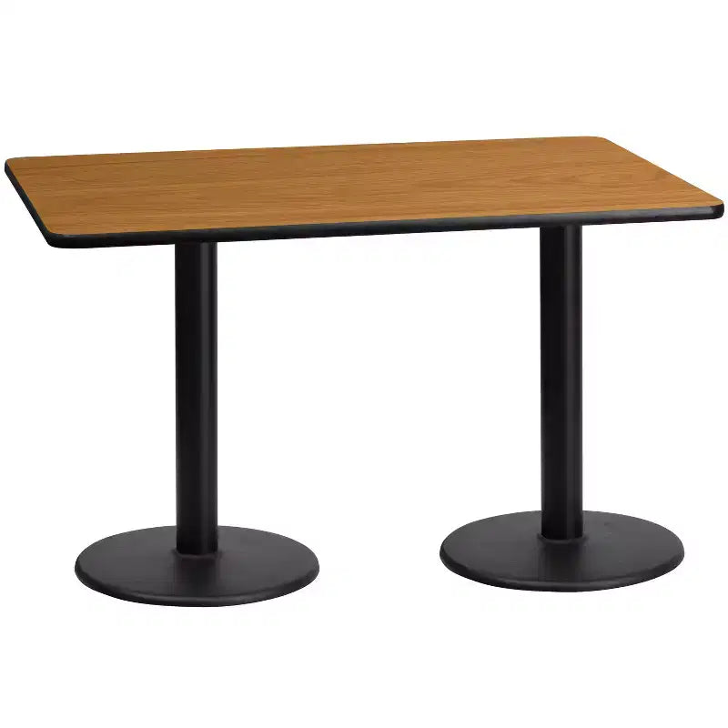 Tavolo da Pranzo Rettangolare in Laminato 30"x60" con Basi Rotonde – Qualità Commerciale, Posti a Sedere per 6