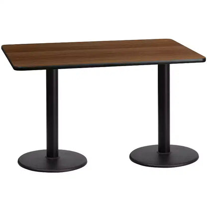 Tavolo da Pranzo Rettangolare in Laminato 30"x60" con Basi Rotonde – Qualità Commerciale, Posti a Sedere per 6
