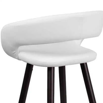 Sgabello da bar con schienale aperto arrotondato in legno da 29" – Sedile in vinile, poggiapiedi, capacità 150 kg