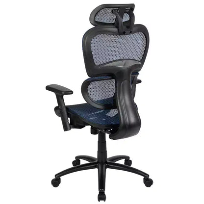 Sedia da ufficio ergonomica in rete con schienale alto – Meccanismo sincrono, poggiatesta, braccioli regolabili