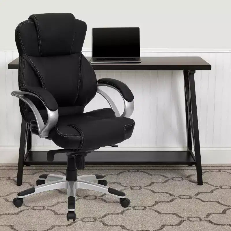 Sedia da Ufficio Girevole Direzionale con Schienale Alto – in LeatherSoft Nero, Supporto Lombare, Ergonomica