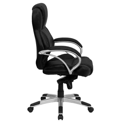 Sedia da Ufficio Girevole Direzionale con Schienale Alto – in LeatherSoft Nero, Supporto Lombare, Ergonomica