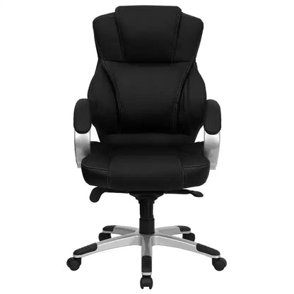 Sedia da Ufficio Girevole Direzionale con Schienale Alto – in LeatherSoft Nero, Supporto Lombare, Ergonomica