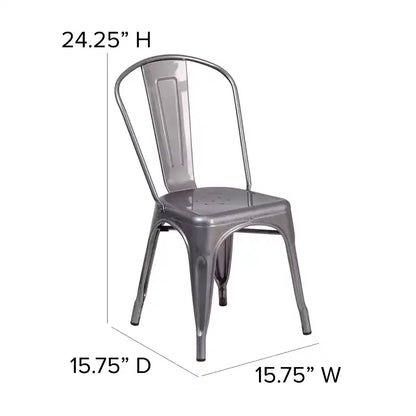 Sedia impilabile da interno in metallo verniciato trasparente – 227 kg, stile bistrò, impilabile x15