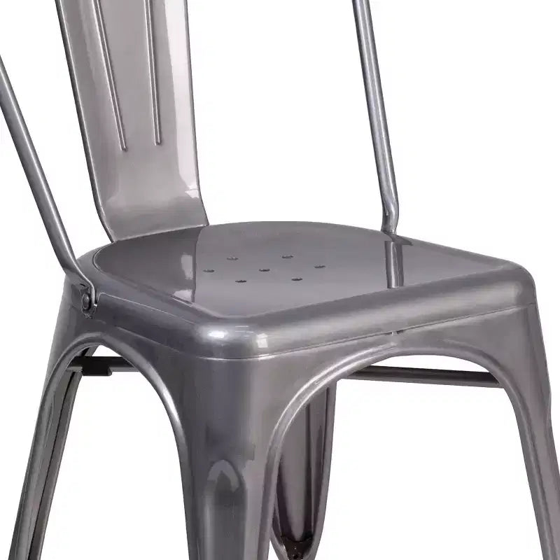Sedia impilabile da interno in metallo verniciato trasparente – 227 kg, stile bistrò, impilabile x15