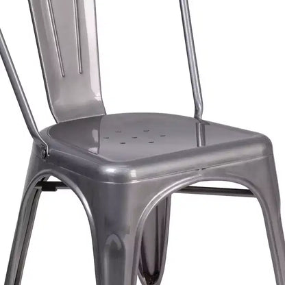 Sedia impilabile da interno in metallo verniciato trasparente – 227 kg, stile bistrò, impilabile x15