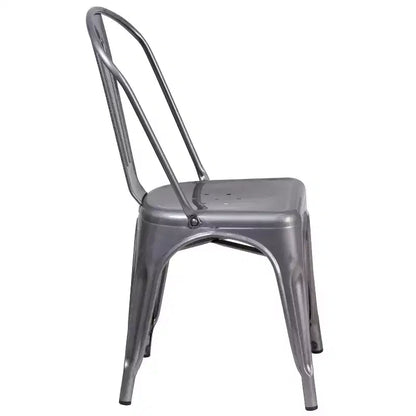 Sedia impilabile da interno in metallo verniciato trasparente – 227 kg, stile bistrò, impilabile x15