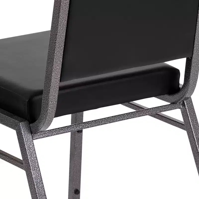 Sedia impilabile da banchetto con schienale quadrato – Capacità 272 kg, vinile, struttura in acciaio, impilabile x15