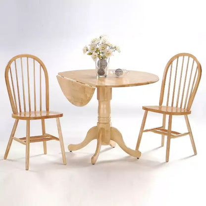 Tavolo da pranzo rotondo con ante a ribalta da 42" – Legno massello, base a piedistallo, 4 posti, allungabile
