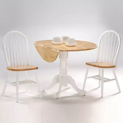 Tavolo da pranzo rotondo con ante a ribalta da 42" – Legno massello, base a piedistallo, 4 posti, allungabile