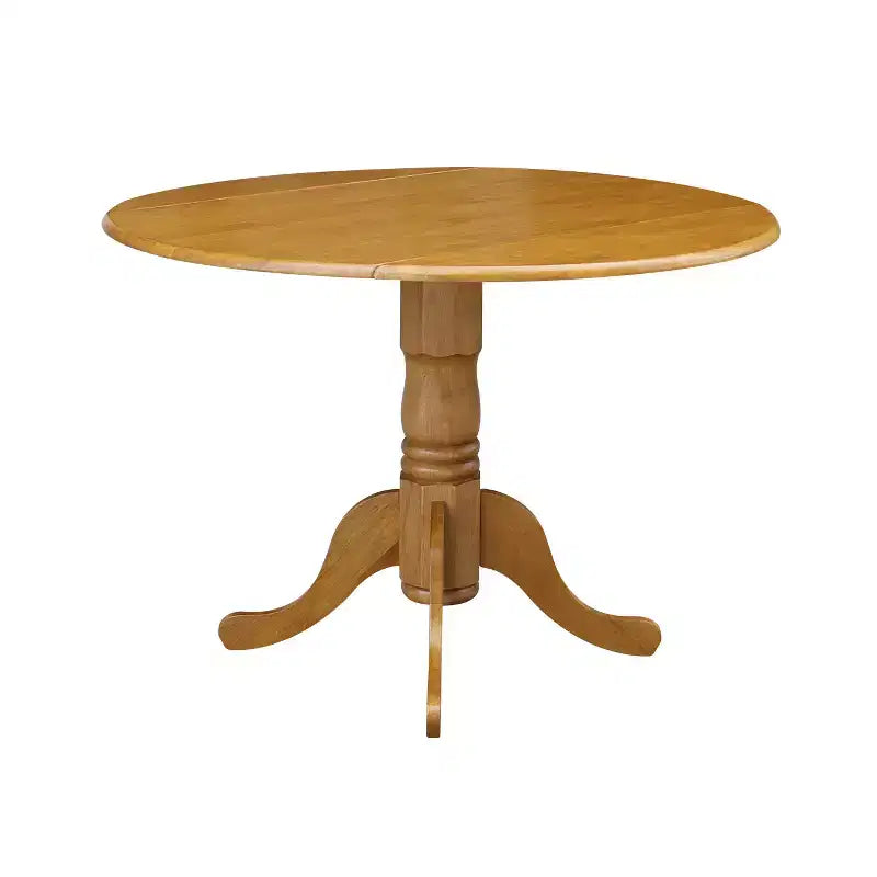 Tavolo da pranzo rotondo con ante a ribalta da 42" – Legno massello, base a piedistallo, 4 posti, allungabile