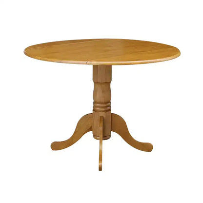 Tavolo da pranzo rotondo con ante a ribalta da 42" – Legno massello, base a piedistallo, 4 posti, allungabile
