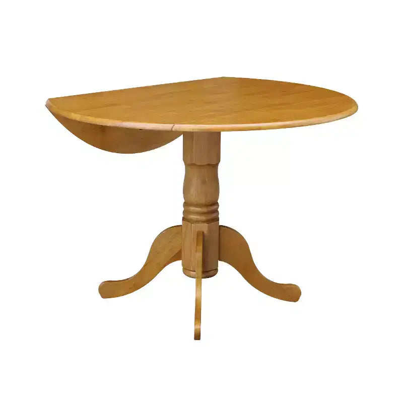 Tavolo da pranzo rotondo con ante a ribalta da 42" – Legno massello, base a piedistallo, 4 posti, allungabile