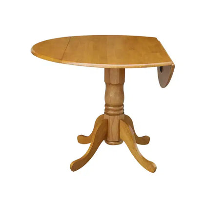 Tavolo da pranzo rotondo con ante a ribalta da 42" – Legno massello, base a piedistallo, 4 posti, allungabile