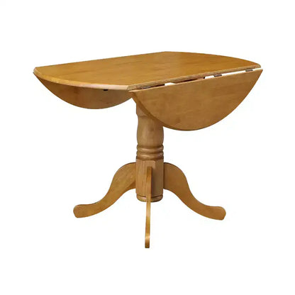 Tavolo da pranzo rotondo con ante a ribalta da 42" – Legno massello, base a piedistallo, 4 posti, allungabile