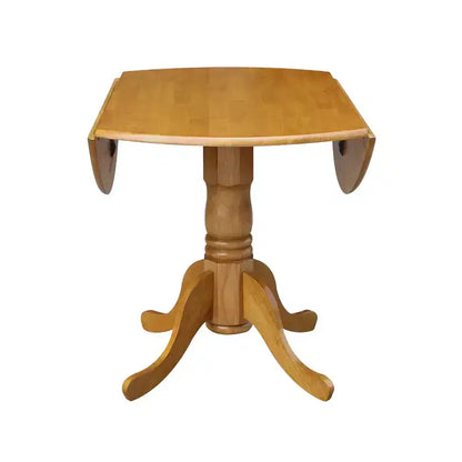 Tavolo da pranzo rotondo con ante a ribalta da 42" – Legno massello, base a piedistallo, 4 posti, allungabile